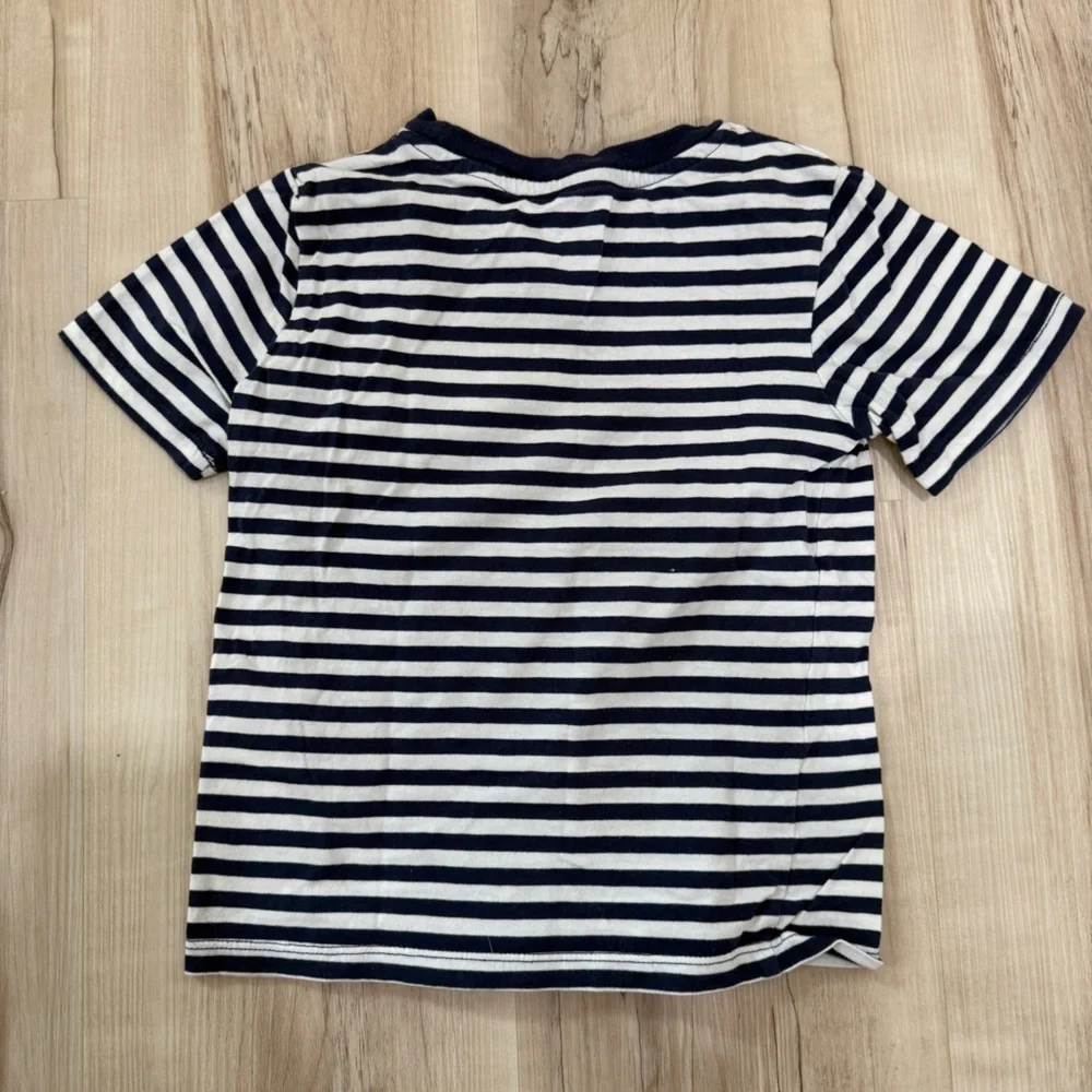 H&M Striped Navy and White Kids Shirt with Tiger Patch Size 3-4 T